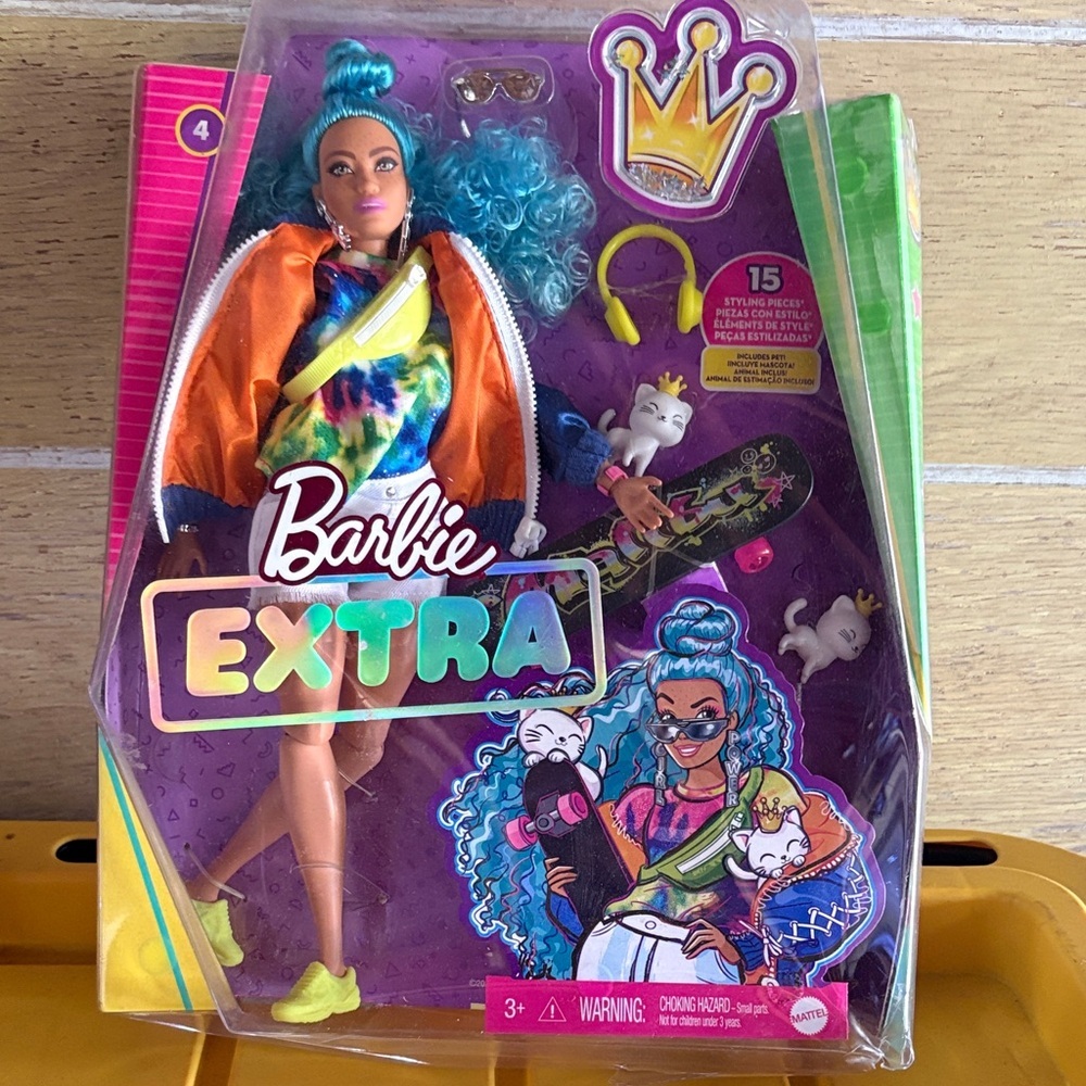 Barbie Extra Doll with Blue Hair and Orange Outfit